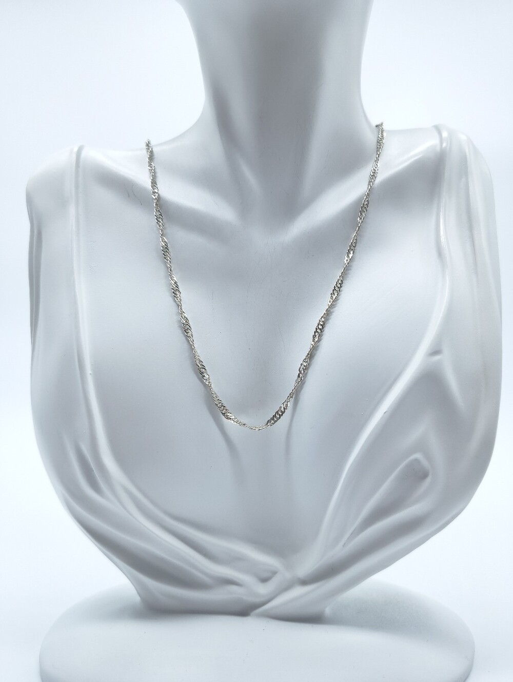 Vintage Singapore Link Chain Necklace 24" Silver Tone Lobster Clasp